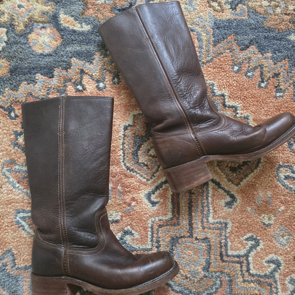 Brown Leather Knee-High Boots